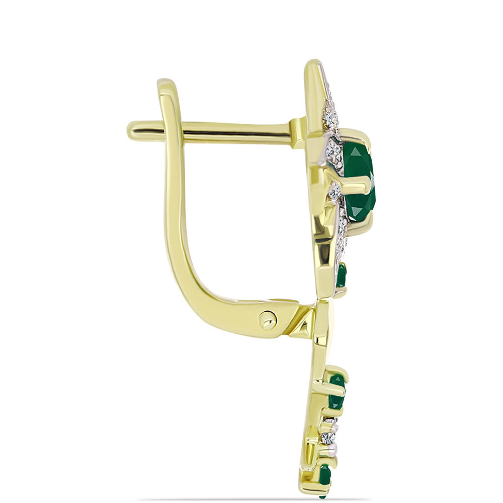 Cercei din Argint 925 Placat cu Aur ( 5.29 grame ) cu Agat Verde și Topaz Alb 1.47 Carate 2 