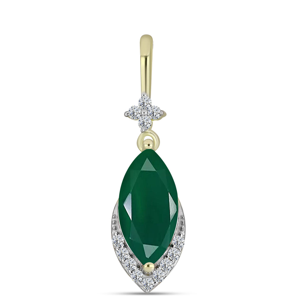 Pandantiv din Argint 925 Placat cu Aur ( 0.83 grame ) cu Agat Verde și Topaz Alb 1.57 Carate