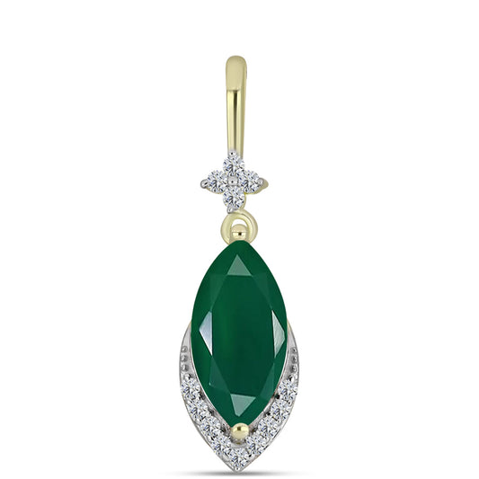 Pandantiv din Argint 925 Placat cu Aur ( 0.83 grame ) cu Agat Verde și Topaz Alb 1.57 Carate