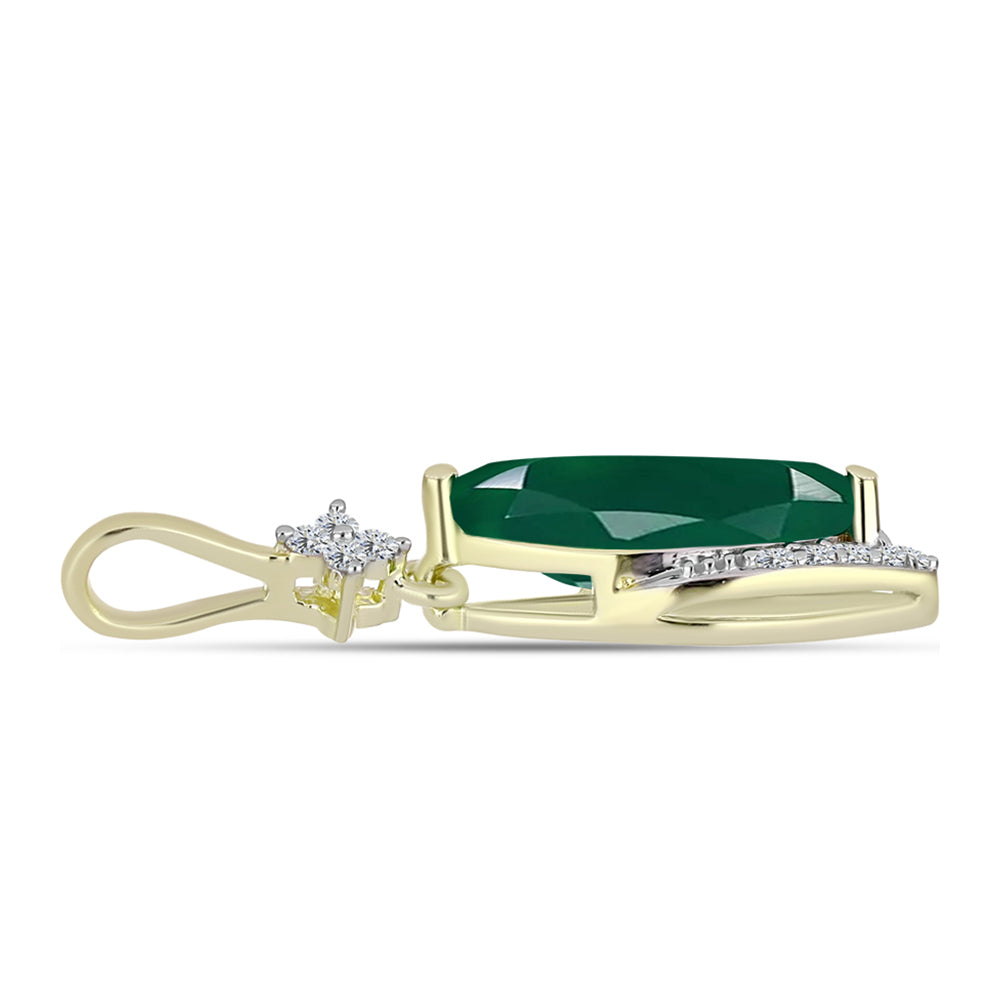 Pandantiv din Argint 925 Placat cu Aur ( 0.83 grame ) cu Agat Verde și Topaz Alb 1.57 Carate 2 