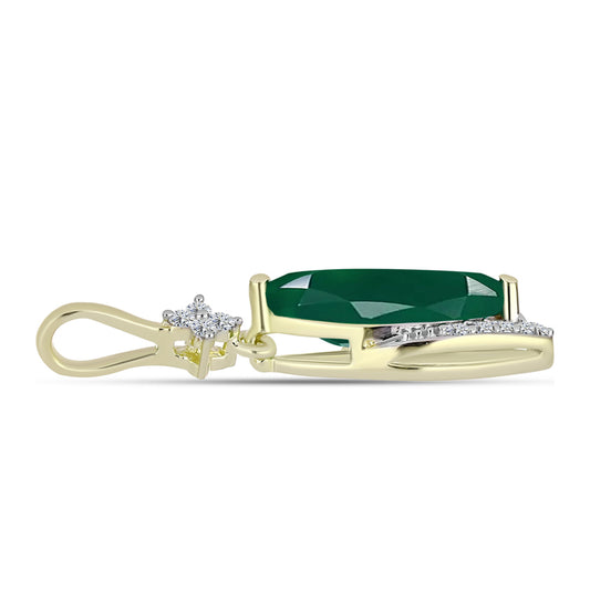 Pandantiv din Argint 925 Placat cu Aur ( 0.83 grame ) cu Agat Verde și Topaz Alb 1.57 Carate