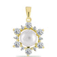 Pandantiv din Argint 925 Placat cu Aur ( 1.46 grame ) cu Perlă de Apă Dulce Albă și Topaz Alb 3.88 Carate