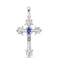 Cruce Pandantiv din Argint 925 ( 2.04 grame ) cu Tanzanit AAA și Diamant Alb 0.25 Carate