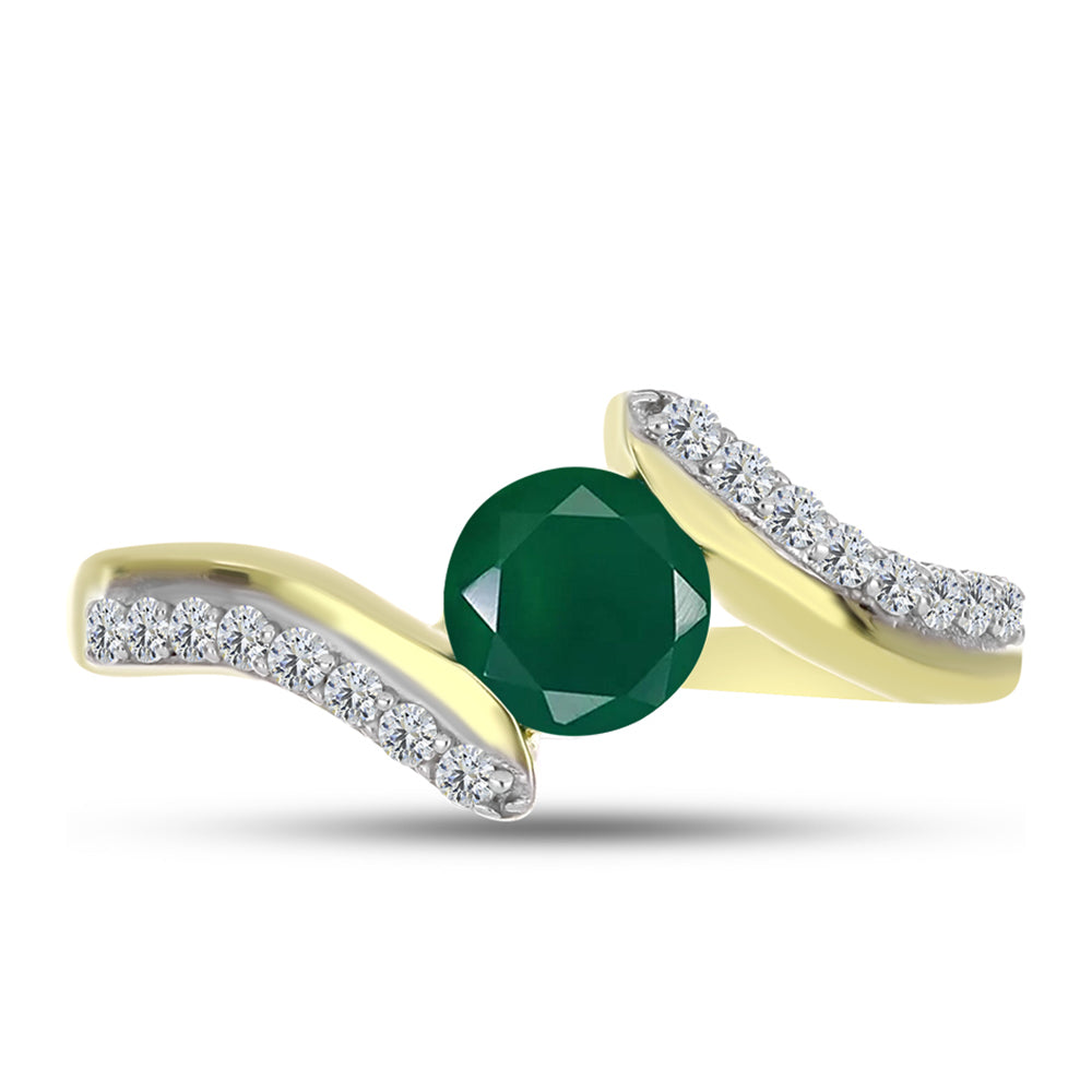Inel din Argint 925 Placat cu Aur ( 2.63 grame ) cu Agat Verde și Topaz Alb 1.03 Carate