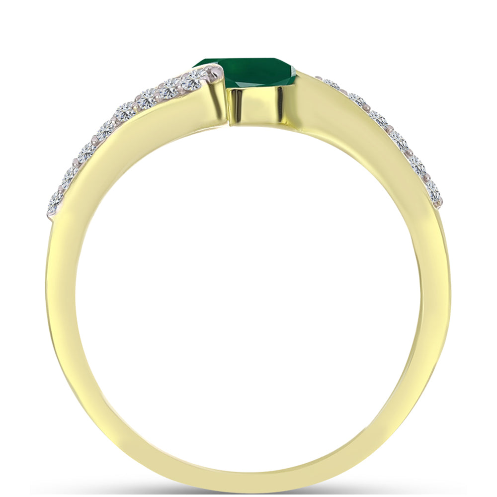 Inel din Argint 925 Placat cu Aur ( 2.63 grame ) cu Agat Verde și Topaz Alb 1.03 Carate 2 