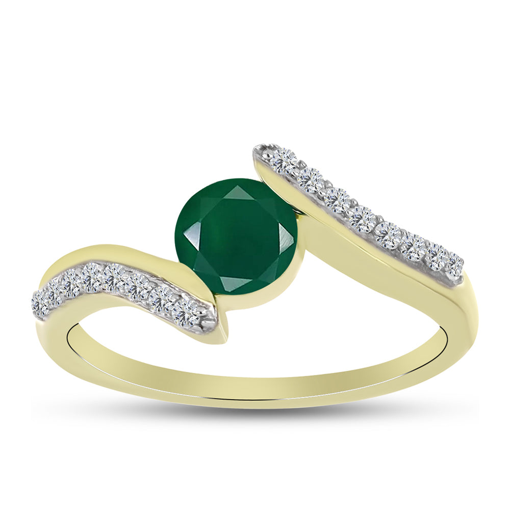 Inel din Argint 925 Placat cu Aur ( 2.63 grame ) cu Agat Verde și Topaz Alb 1.03 Carate
