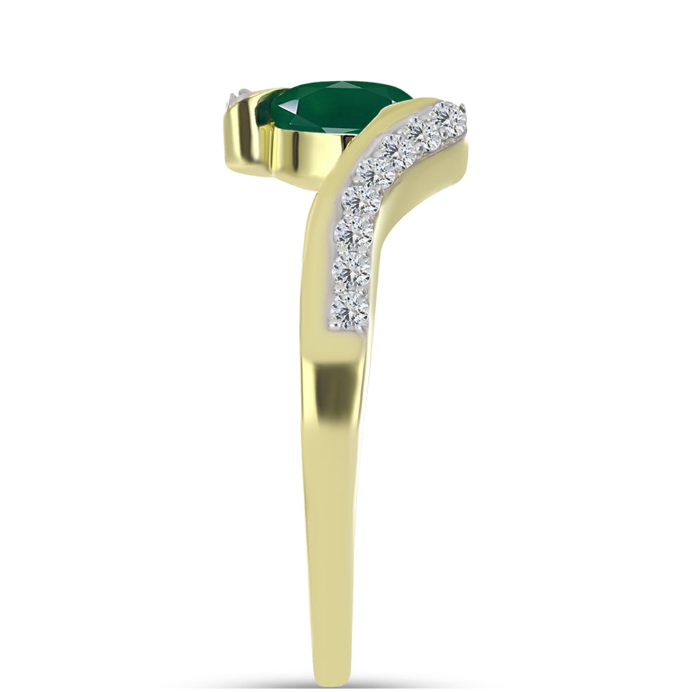 Inel din Argint 925 Placat cu Aur ( 2.63 grame ) cu Agat Verde și Topaz Alb 1.03 Carate 4 