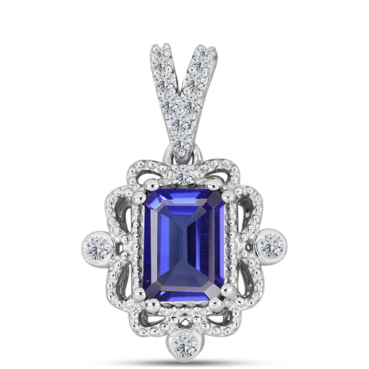 Pandantiv din Argint 925 ( 1.48 grame ) cu Tanzanit AAA și Diamant Alb 1.12 Carate