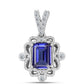 Pandantiv din Argint 925 ( 1.48 grame ) cu Tanzanit AAA și Diamant Alb 1.12 Carate