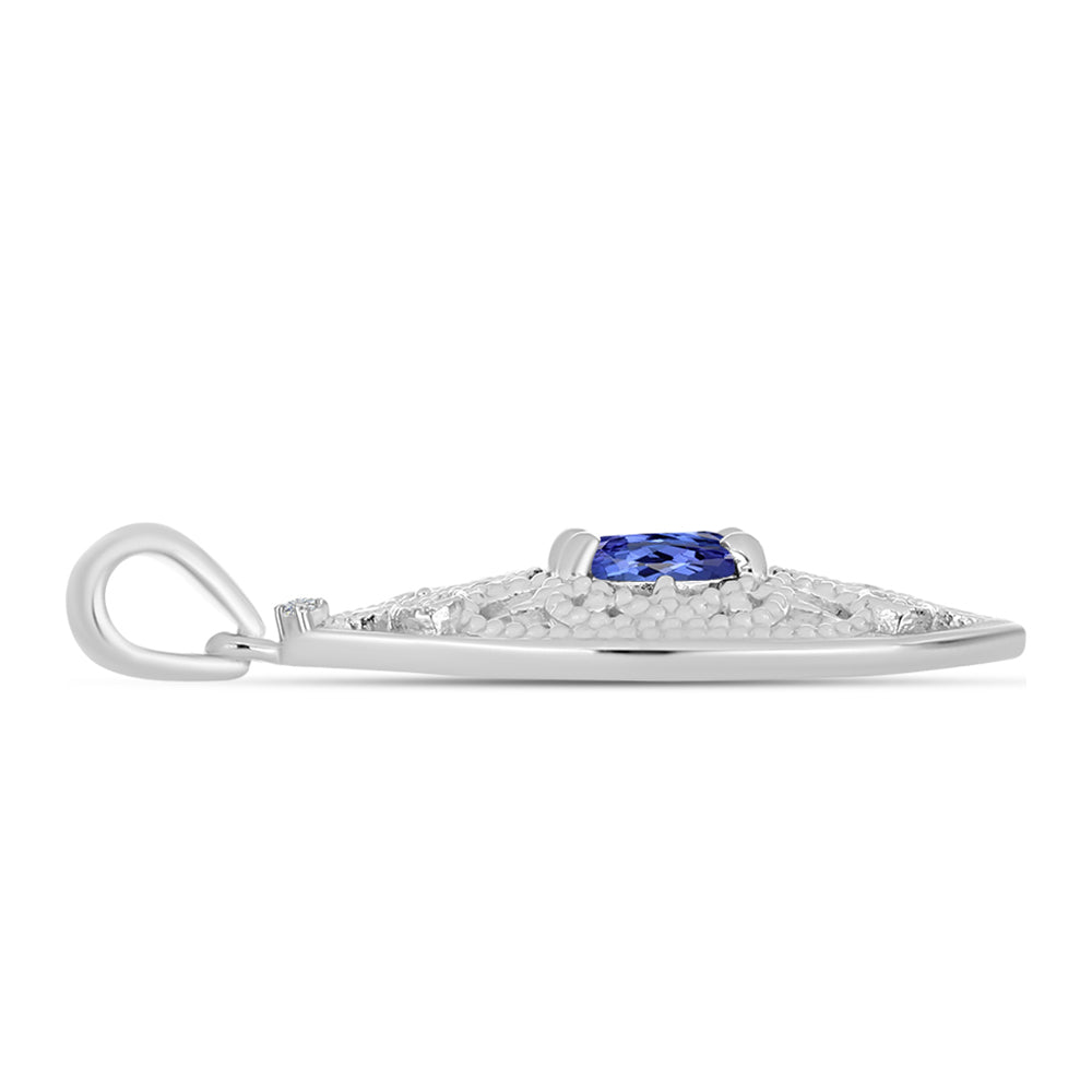 Pandantiv din Argint 925 ( 2.25 grame ) cu Tanzanit AAA și Diamant Alb 0.9 Carate