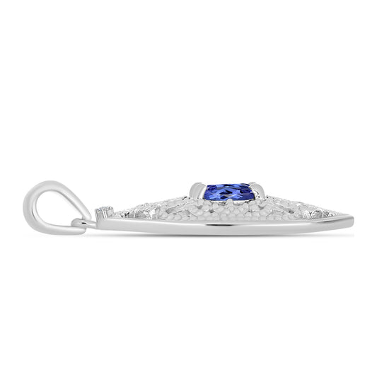 Pandantiv din Argint 925 ( 2.25 grame ) cu Tanzanit AAA și Diamant Alb 0.9 Carate