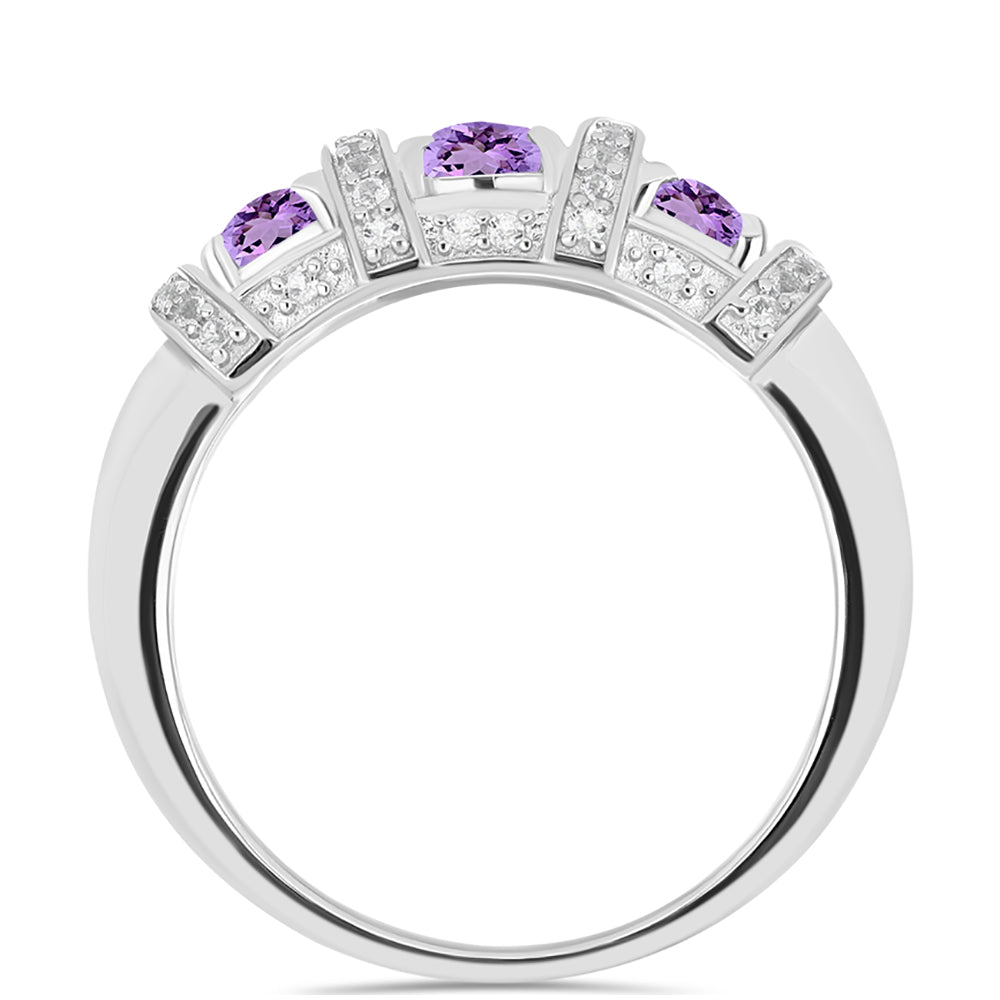 Inel din Argint 925 ( 2.93 grame ) cu Ametist Rose de France și Topaz Alb 1.74 Carate