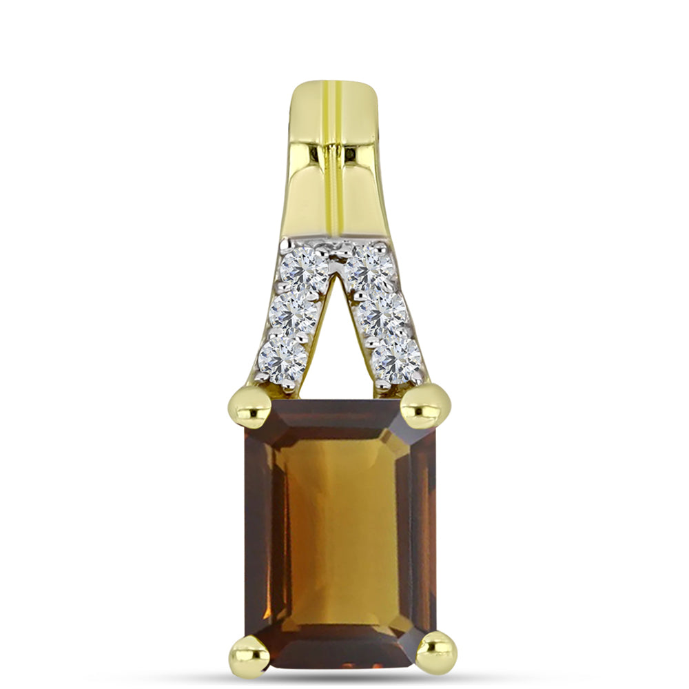 Pandantiv din Argint 925 Placat cu Aur ( 0.64 grame ) cu Cuarț Coniac și Topaz Alb 0.96 Carate