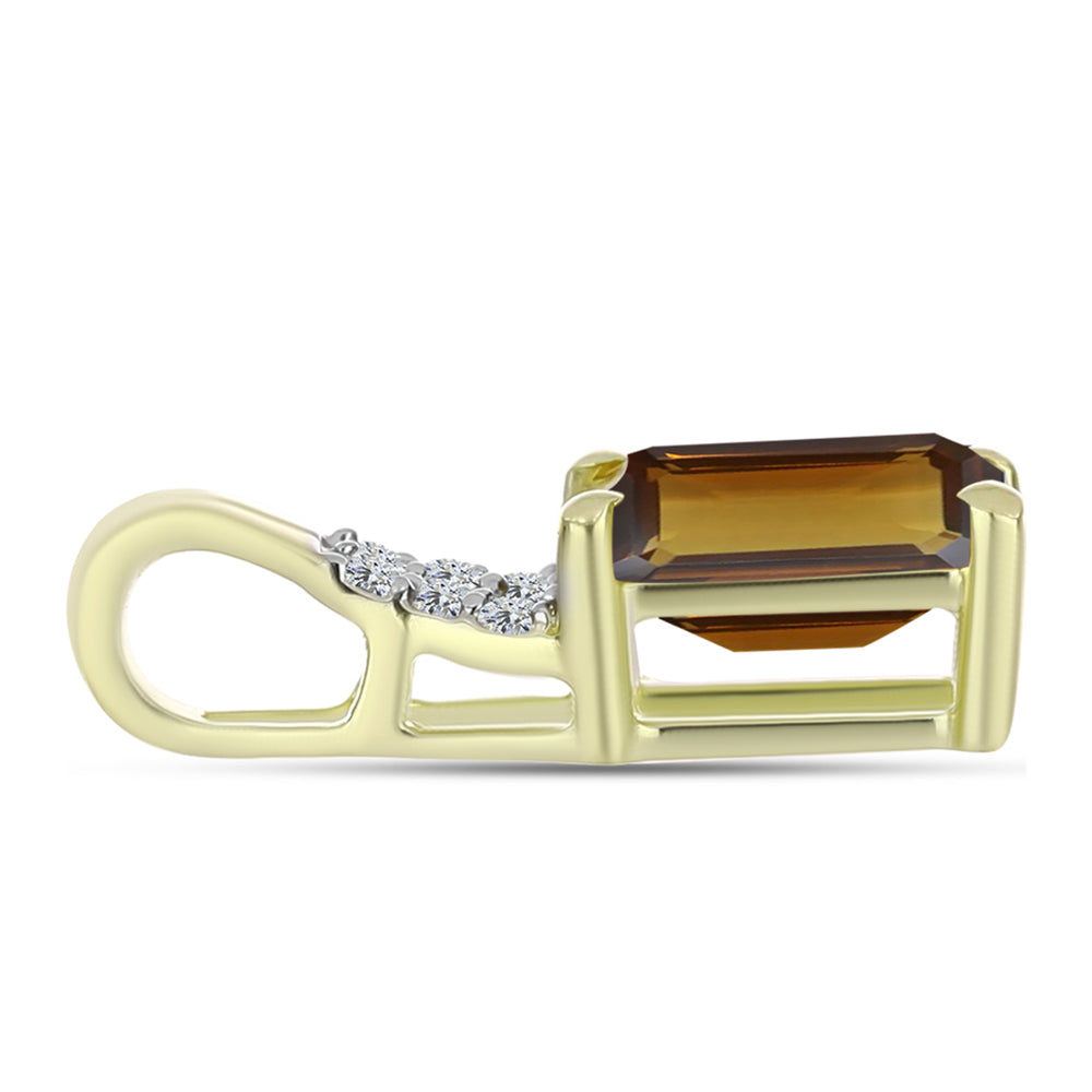 Pandantiv din Argint 925 Placat cu Aur ( 0.64 grame ) cu Cuarț Coniac și Topaz Alb 0.96 Carate