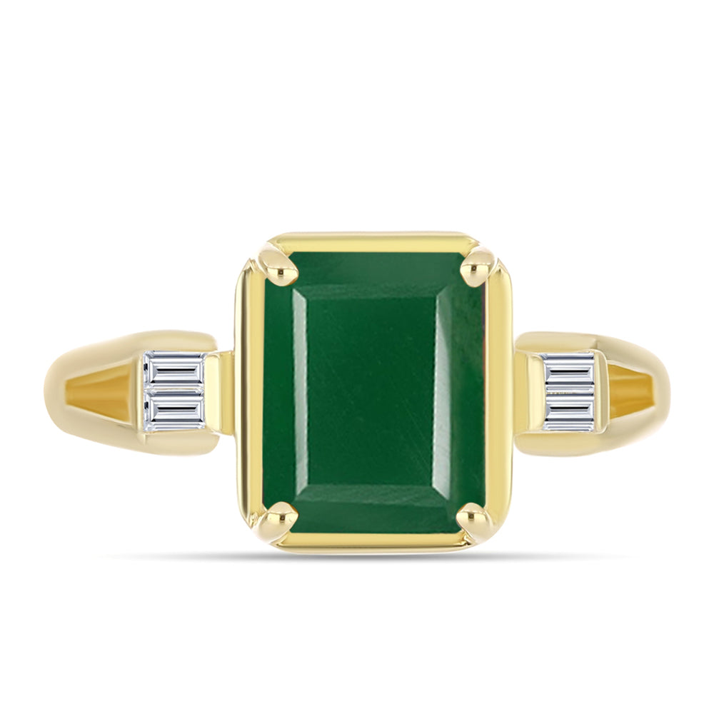 Inel din Argint 925 Placat cu Aur ( 3.69 grame ) cu Agat Verde și Zircon Alb 3.25 Carate 1 