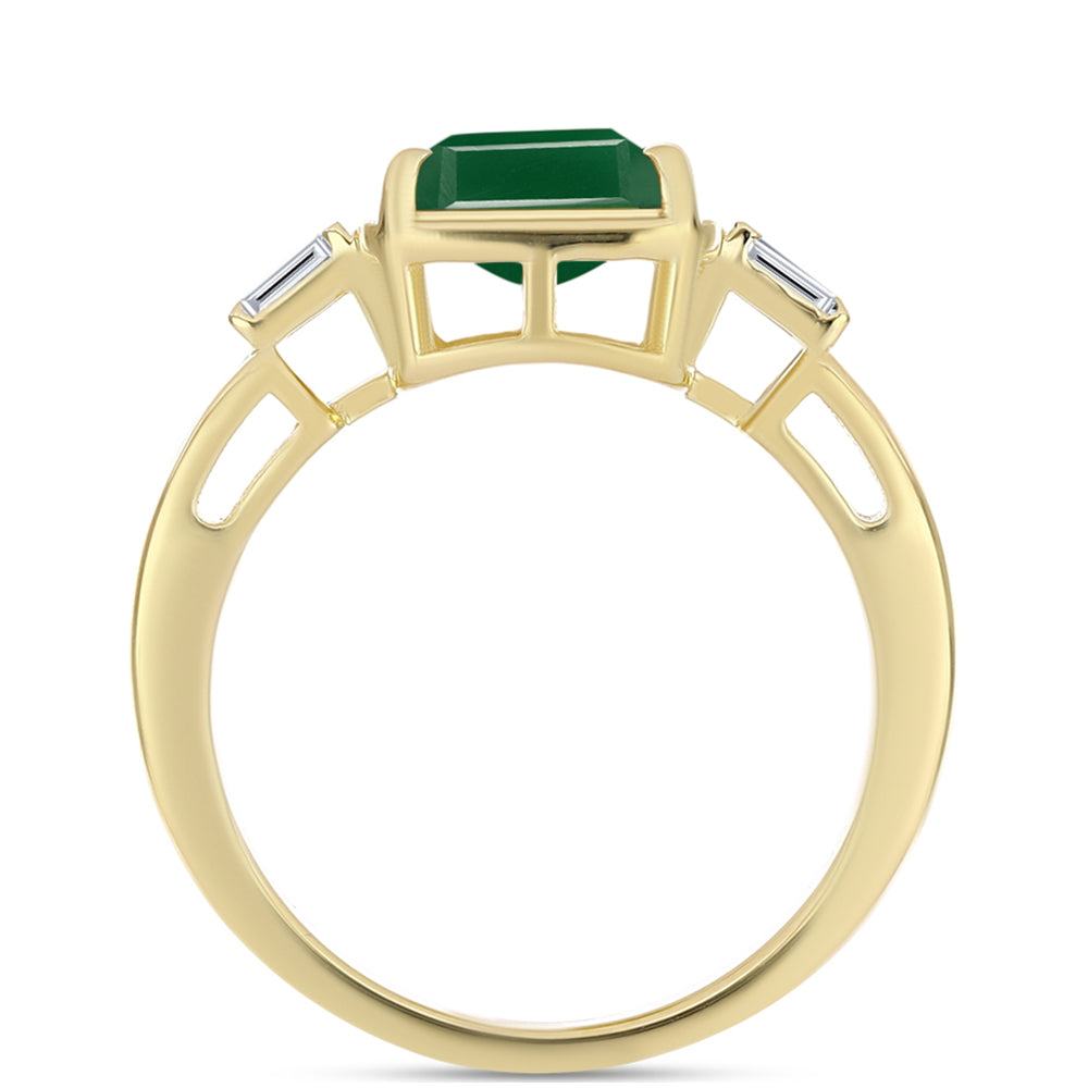 Inel din Argint 925 Placat cu Aur ( 3.69 grame ) cu Agat Verde și Zircon Alb 3.25 Carate 2 