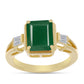 Inel din Argint 925 Placat cu Aur ( 3.69 grame ) cu Agat Verde și Zircon Alb 3.25 Carate