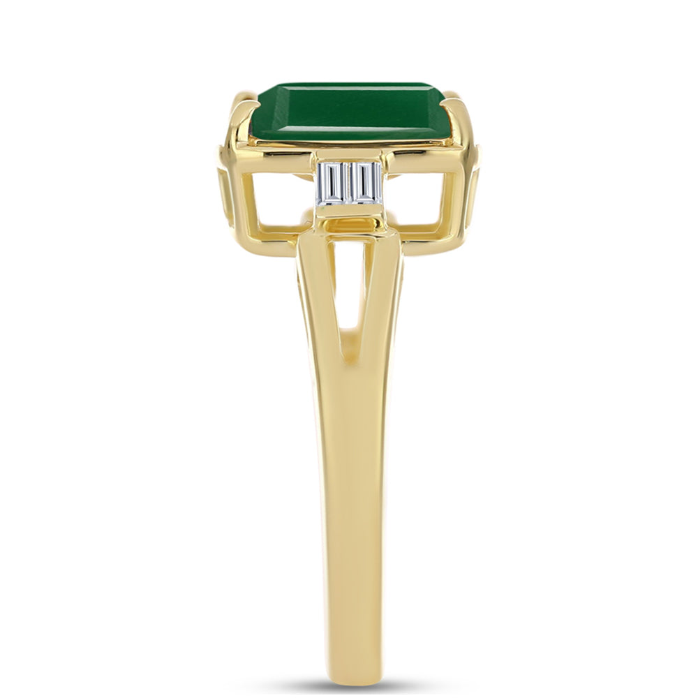 Inel din Argint 925 Placat cu Aur ( 3.69 grame ) cu Agat Verde și Zircon Alb 3.25 Carate