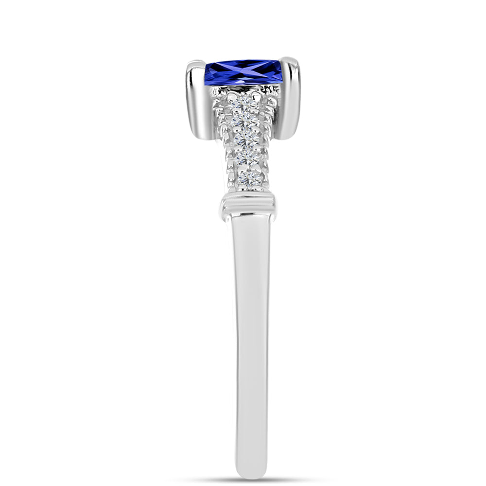 Inel din Argint 925 ( 2.13 grame ) cu Tanzanit AAA și Diamant Alb 0.72 Carate