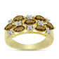 Inel din Argint 925 Placat cu Aur ( 3.44 grame ) cu Cuarț Coniac și Topaz Alb 1.31 Carate