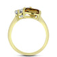 Inel din Argint 925 Placat cu Aur ( 2.45 grame ) cu Cuarț Coniac și Topaz Alb 2.13 Carate