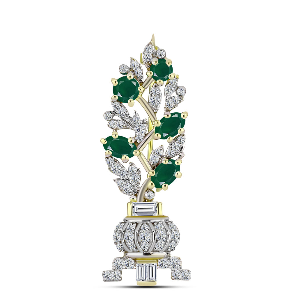 Broşă din Argint 925 Placat cu Aur ( 3.72 grame ) cu Agat Verde și Zircon Alb 1.76 Carate