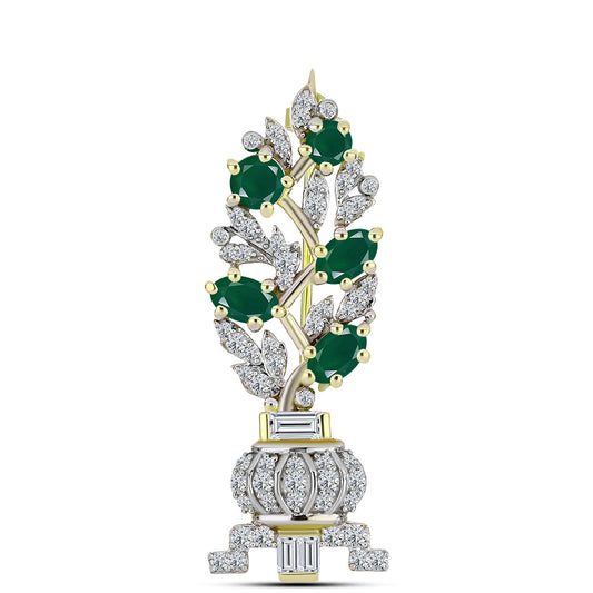Broşă din Argint 925 Placat cu Aur ( 3.72 grame ) cu Agat Verde și Zircon Alb 1.76 Carate
