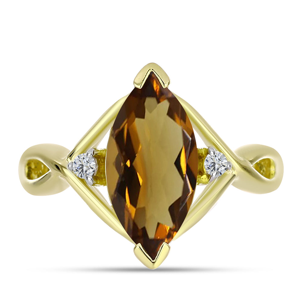 Inel din Argint 925 Placat cu Aur ( 3.06 grame ) cu Cuarț Coniac și Topaz Alb 2.37 Carate 1 