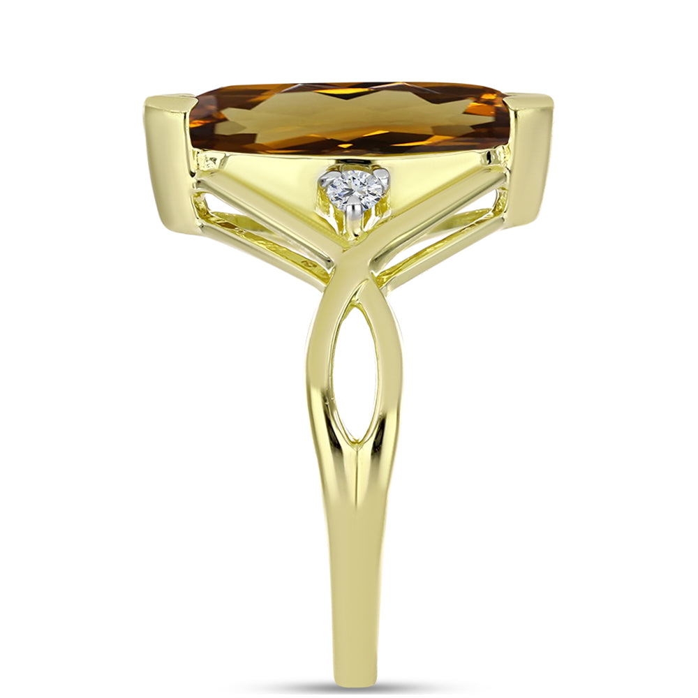 Inel din Argint 925 Placat cu Aur ( 3.06 grame ) cu Cuarț Coniac și Topaz Alb 2.37 Carate 4 