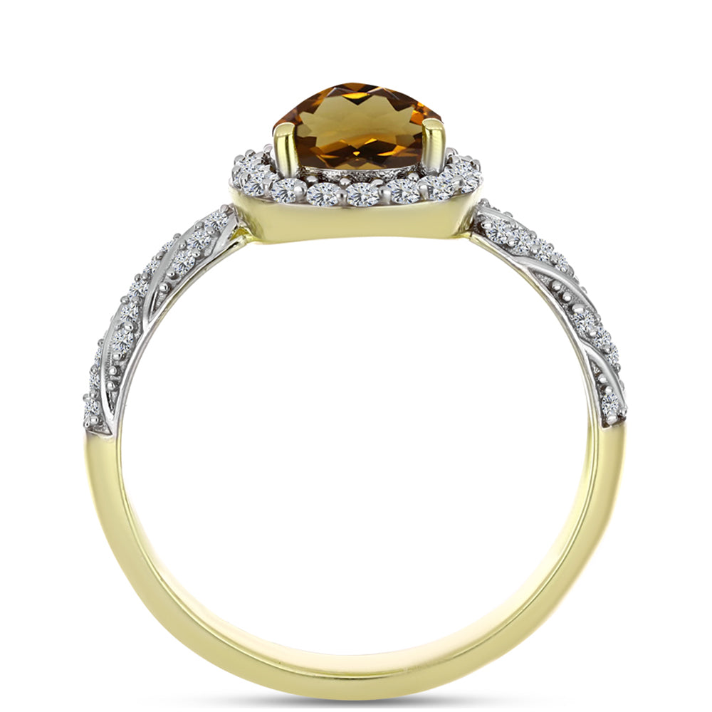 Inel din Argint 925 Placat cu Aur ( 2.72 grame ) cu Cuarț Coniac și Topaz Alb 2.3 Carate