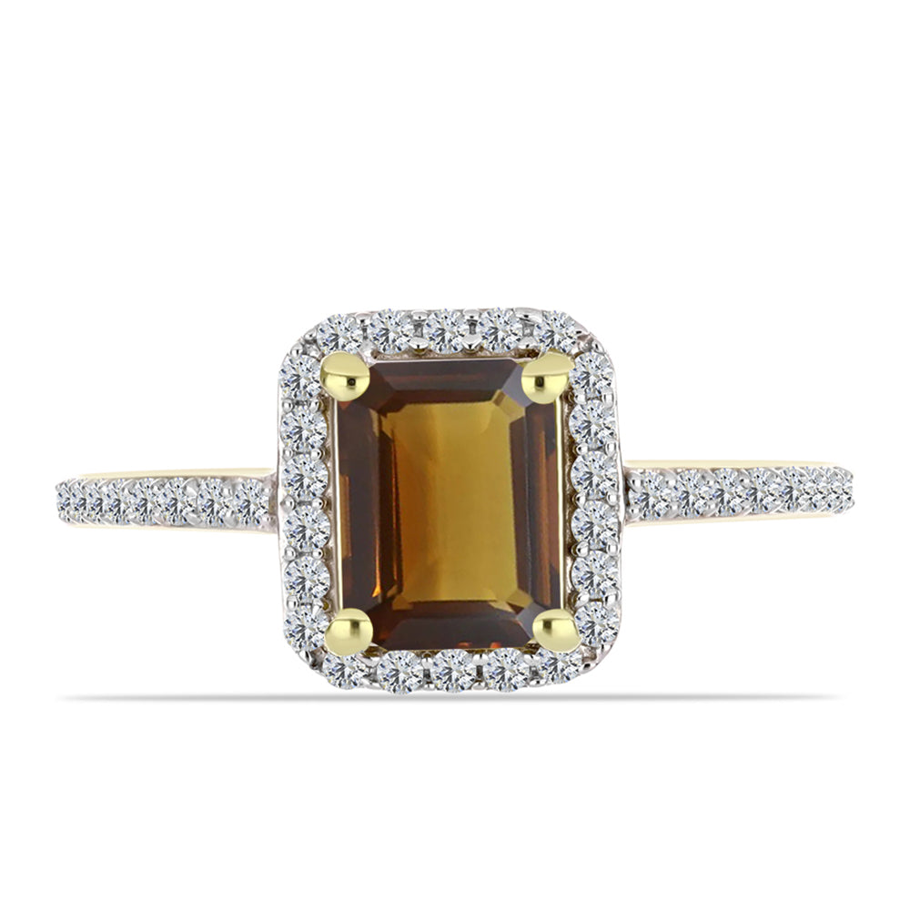 Inel din Argint 925 Placat cu Aur ( 2.32 grame ) cu Cuarț Coniac și Topaz Alb 1.76 Carate