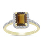 Inel din Argint 925 Placat cu Aur ( 2.32 grame ) cu Cuarț Coniac și Topaz Alb 1.76 Carate