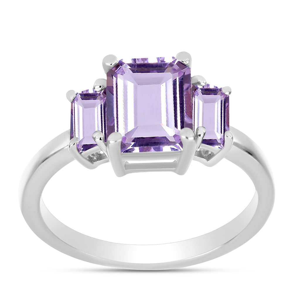 Inel din Argint 925 ( 2.32 grame ) cu Ametist Rose de France și Topaz Alb 2.02 Carate 3 