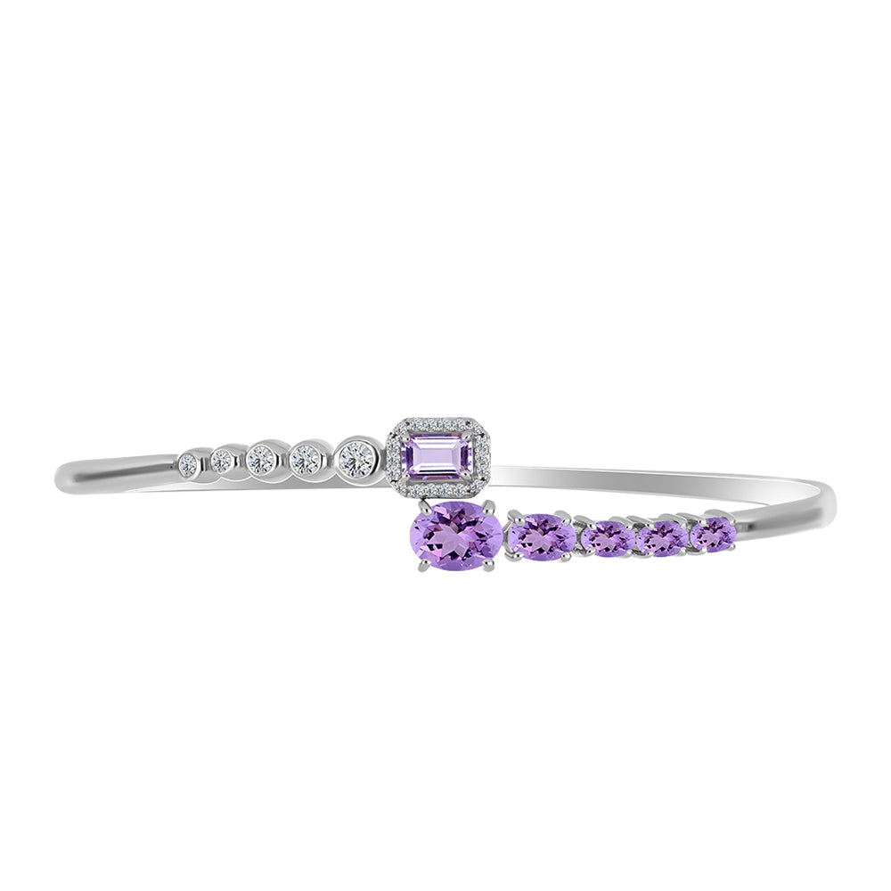 Broşă din Argint 925 ( 7.34 grame ) cu Ametist Rose de France și Topaz Alb 3.32 Carate 2 