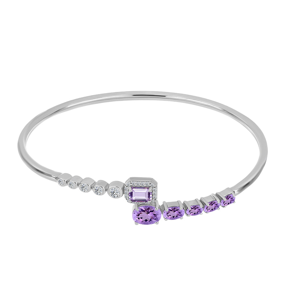 Broşă din Argint 925 ( 7.34 grame ) cu Ametist Rose de France și Topaz Alb 3.32 Carate