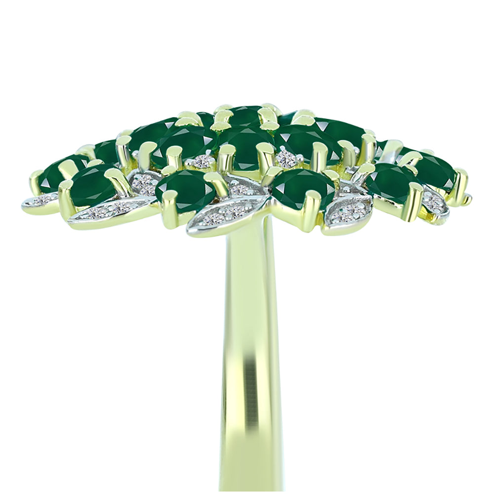 Inel din Argint 925 Placat cu Aur ( 5.47 grame ) cu Agat Verde și Topaz Alb 2.93 Carate 4 