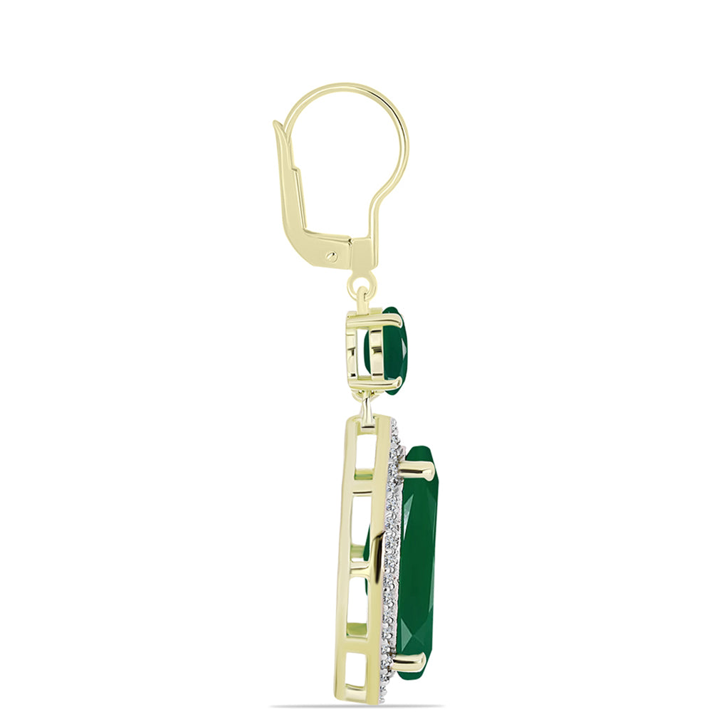 Cercei din Argint 925 Placat cu Aur ( 3.79 grame ) cu Agat Verde și Topaz Alb 8.13 Carate 2 