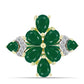 Inel din Argint 925 Placat cu Aur ( 3.18 grame ) cu Agat Verde și Topaz Alb 2.67 Carate