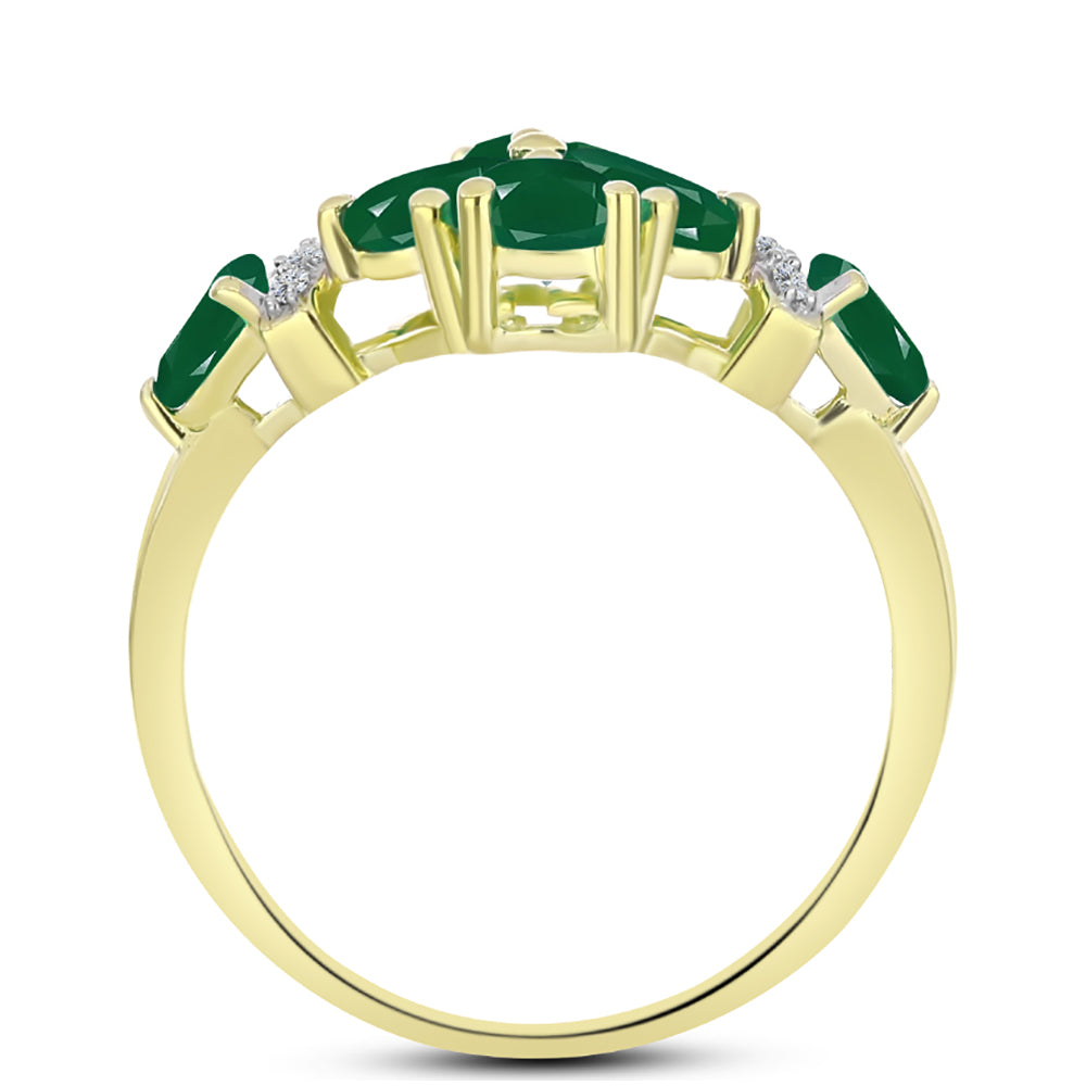 Inel din Argint 925 Placat cu Aur ( 3.18 grame ) cu Agat Verde și Topaz Alb 2.67 Carate