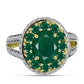 Inel din Argint 925 Placat cu Aur ( 4.46 grame ) cu Agat Verde și Topaz Alb 3.34 Carate
