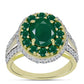 Inel din Argint 925 Placat cu Aur ( 4.46 grame ) cu Agat Verde și Topaz Alb 3.34 Carate