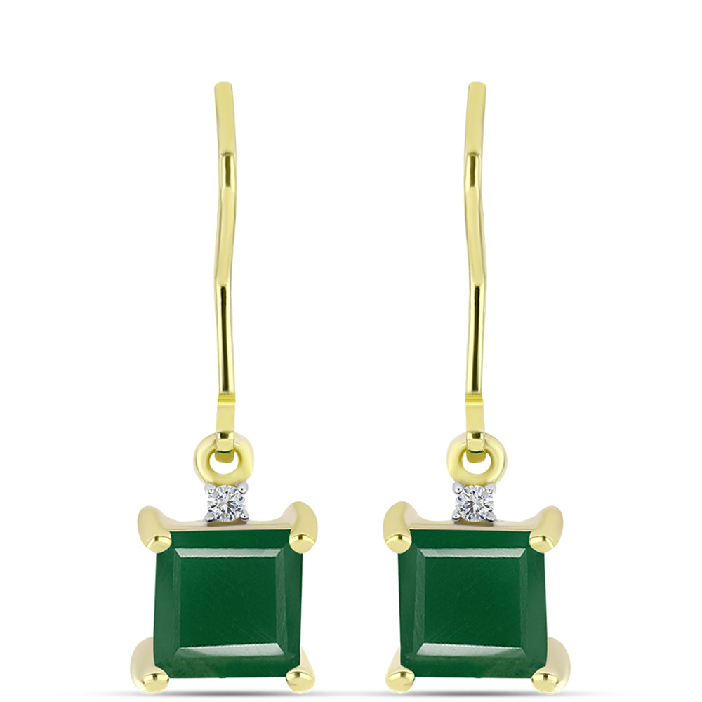 Cercei din Argint 925 Placat cu Aur ( 1.67 grame ) cu Agat Verde și Topaz Alb 2.09 Carate