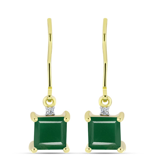 Cercei din Argint 925 Placat cu Aur ( 1.67 grame ) cu Agat Verde și Topaz Alb 2.09 Carate