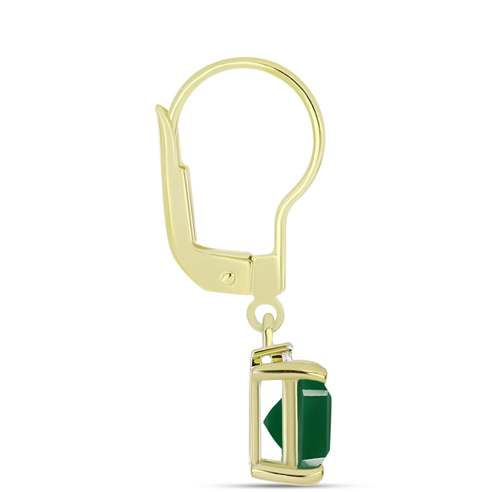Cercei din Argint 925 Placat cu Aur ( 1.67 grame ) cu Agat Verde și Topaz Alb 2.09 Carate 2 
