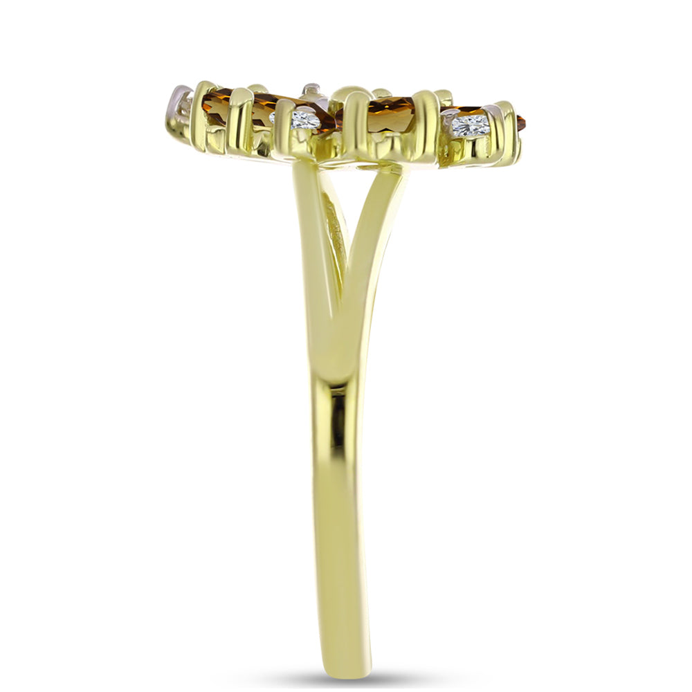 Inel din Argint 925 Placat cu Aur ( 2.82 grame ) cu Cuarț Coniac și Topaz Alb 1.38 Carate 4 