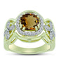Inel din Argint 925 Placat cu Aur ( 4.22 grame ) cu Cuarț Coniac și Topaz Alb 1.74 Carate