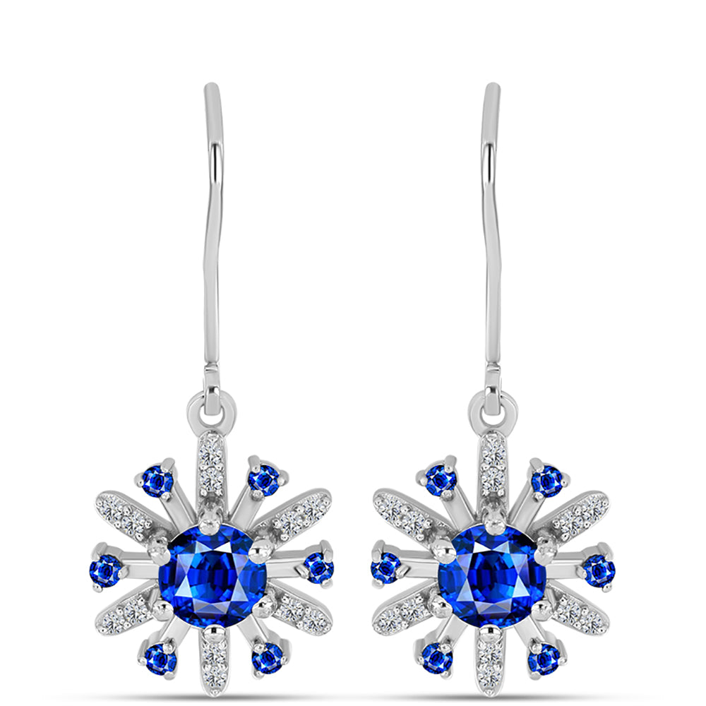 Cercei din Argint 925 ( 2.99 grame ) cu Safir Albastru Australian și Topaz Alb 2 Carate