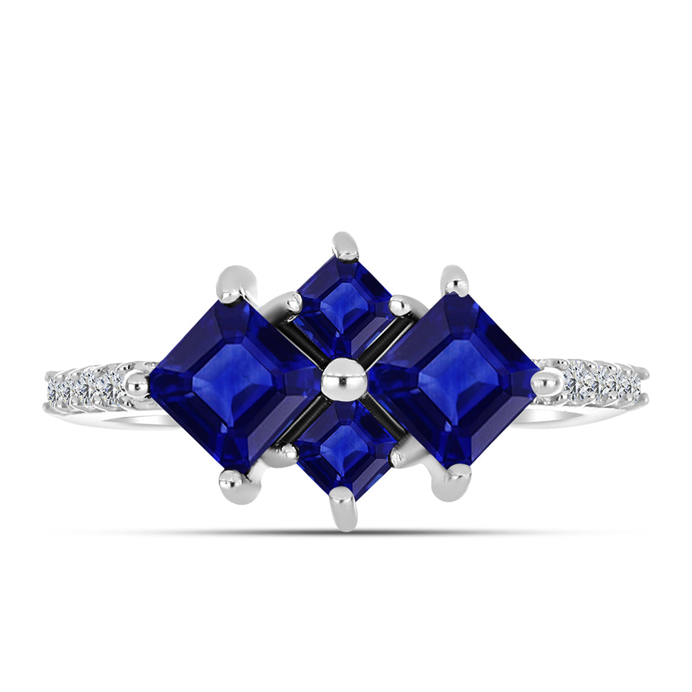 Inel din Argint 925 ( 2.34 grame ) cu Safir Albastru Australian și Topaz Alb 2.33 Carate 1 