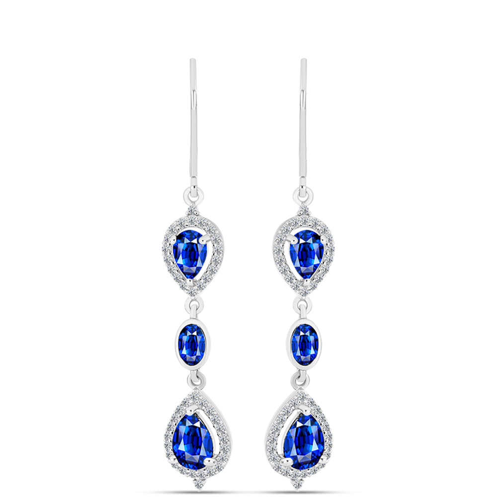 Cercei din Argint 925 ( 3.49 grame ) cu Safir Albastru Australian și Topaz Alb 4.51 Carate 1 