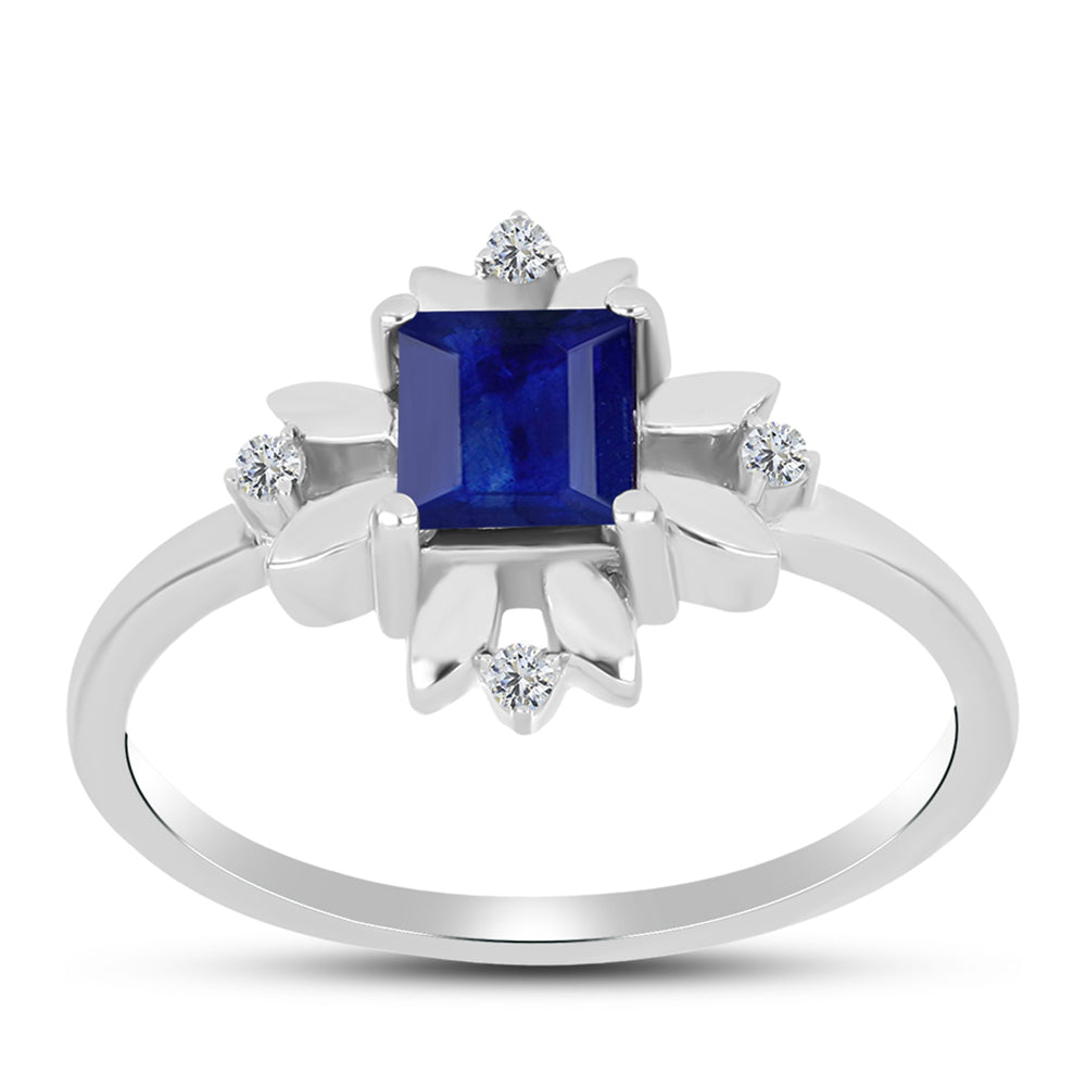 Inel din Argint 925 ( 2.43 grame ) cu Safir Albastru Australian și Topaz Alb 0.93 Carate 3 
